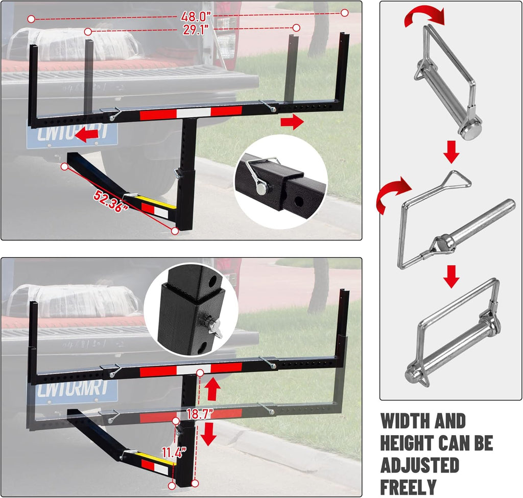 Pickup Truck Bed Extender, Heavy Duty Steel Hitch Mount Q428