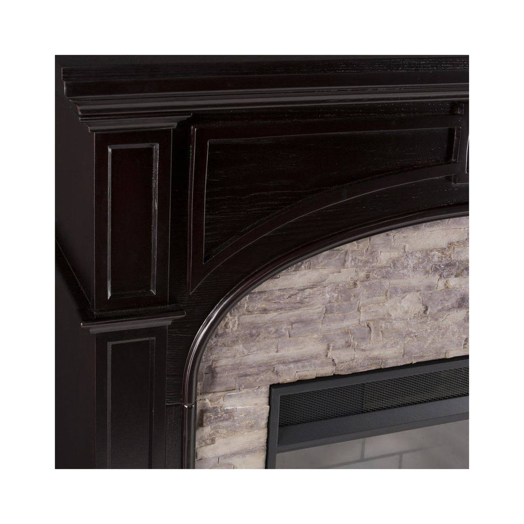 Ebony Gray Stacked Stone Electric Fireplace F5041