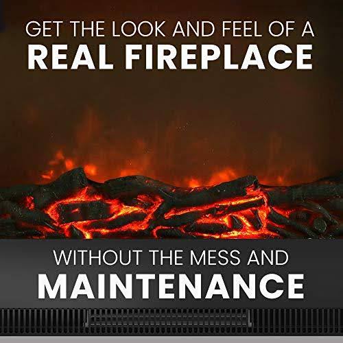 34-in. Electric Fireplace with Log Insert and Teak Mantel J7172