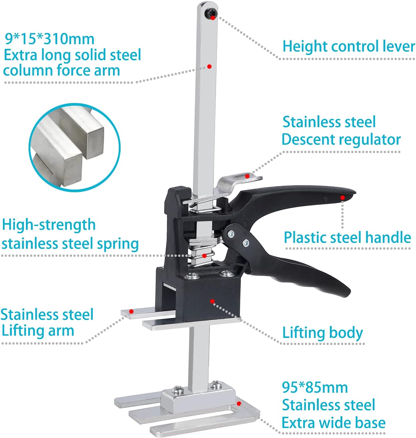 2 Packs Labor Saving Arm Hand Tool Jack Set Door Panel Lifting Cabinet Jack Wall Tile Height Adjuster X483221