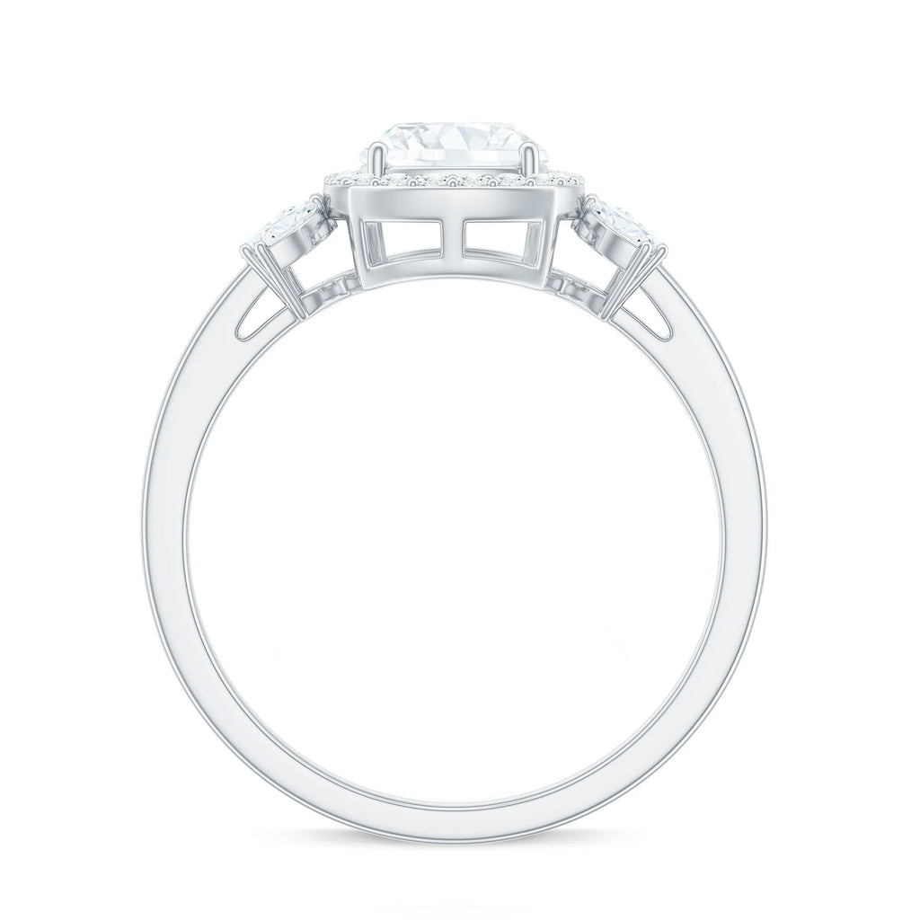 14K White Gold Cushion Cut Moissanite Halo Engagement Ring X7997
