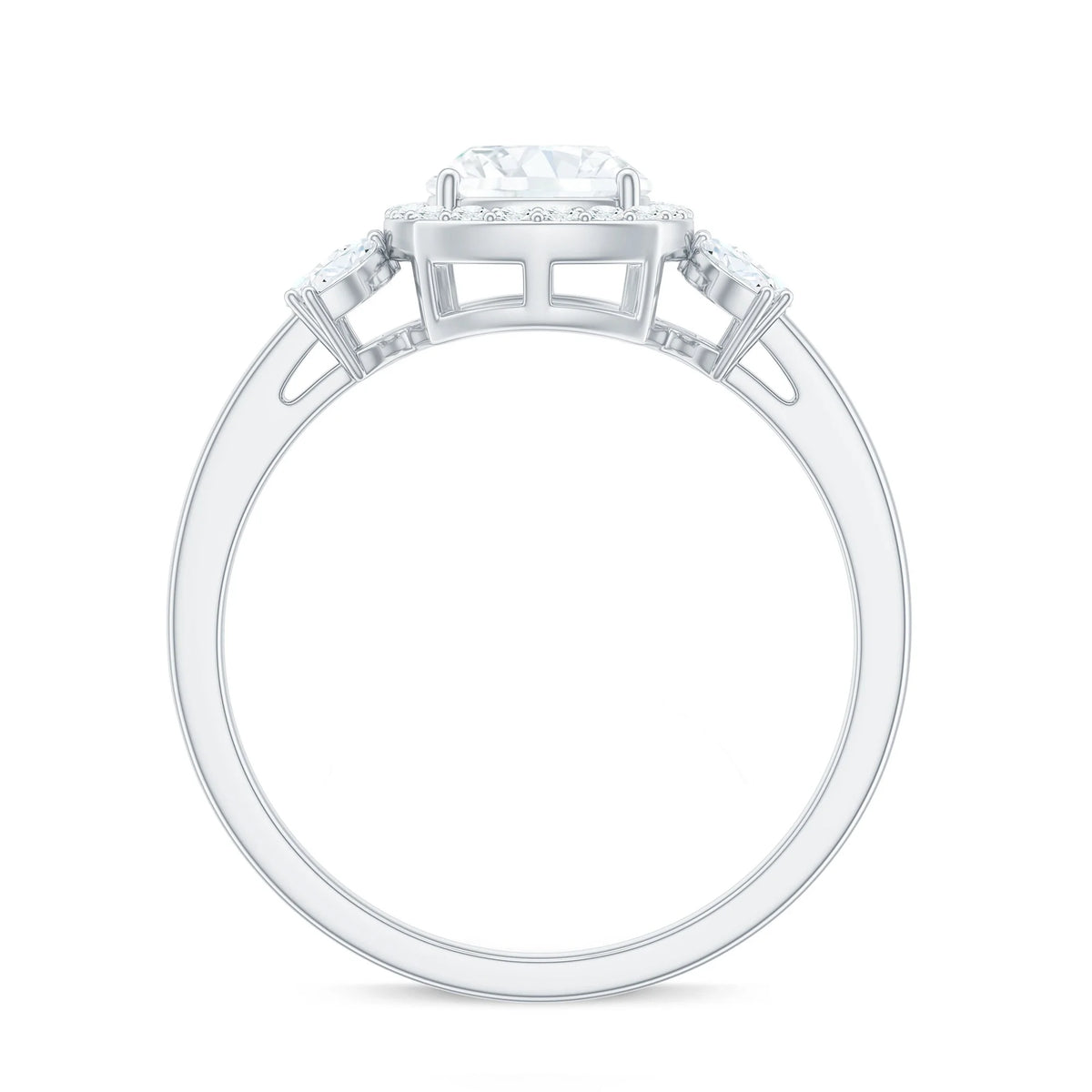 14K White Gold Cushion Cut Moissanite Halo Engagement Ring X7997