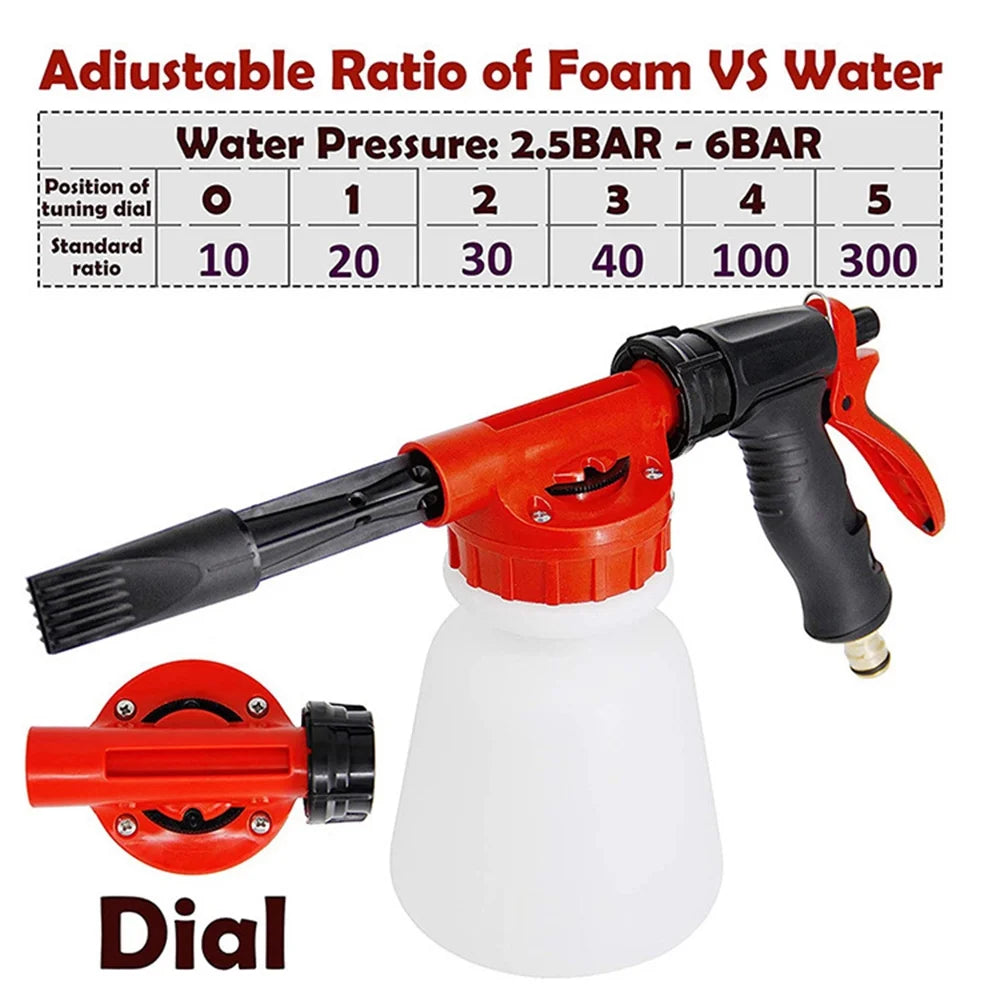 Car Wash Foam Sprayer Nozzle Kit with 1 Liter Bottle Universal Connectors X773490
