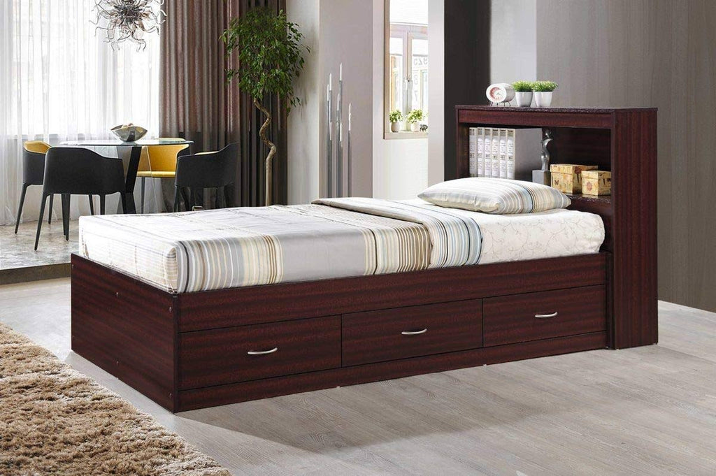 Twin-size Captain Bed with 3-Drawers and Headboard S324