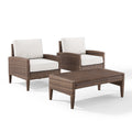 3pc PE Wicker Rattan Chair & Coffee Table in Cream X3682