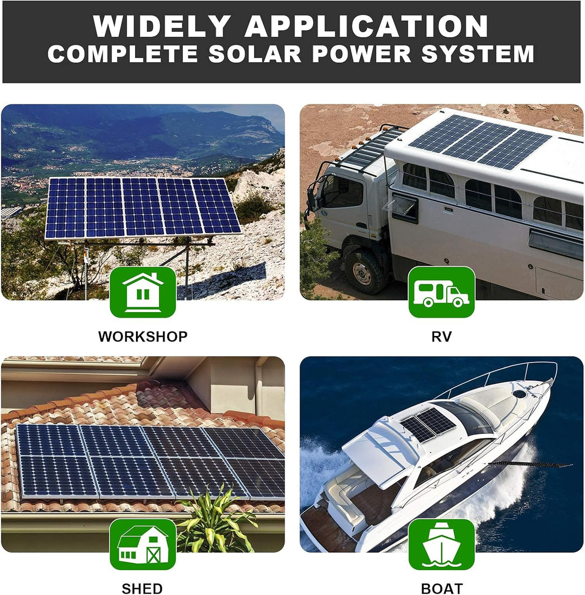 400 Watt 24 Volt Solar Panel Kit with 4pcs 100W Solar Panels and 60A Charge Controller G1792