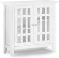 White Solid Wood Media Cabinet with 2 Tempered Glass Doors and 2 Adjustable Shelves N192
