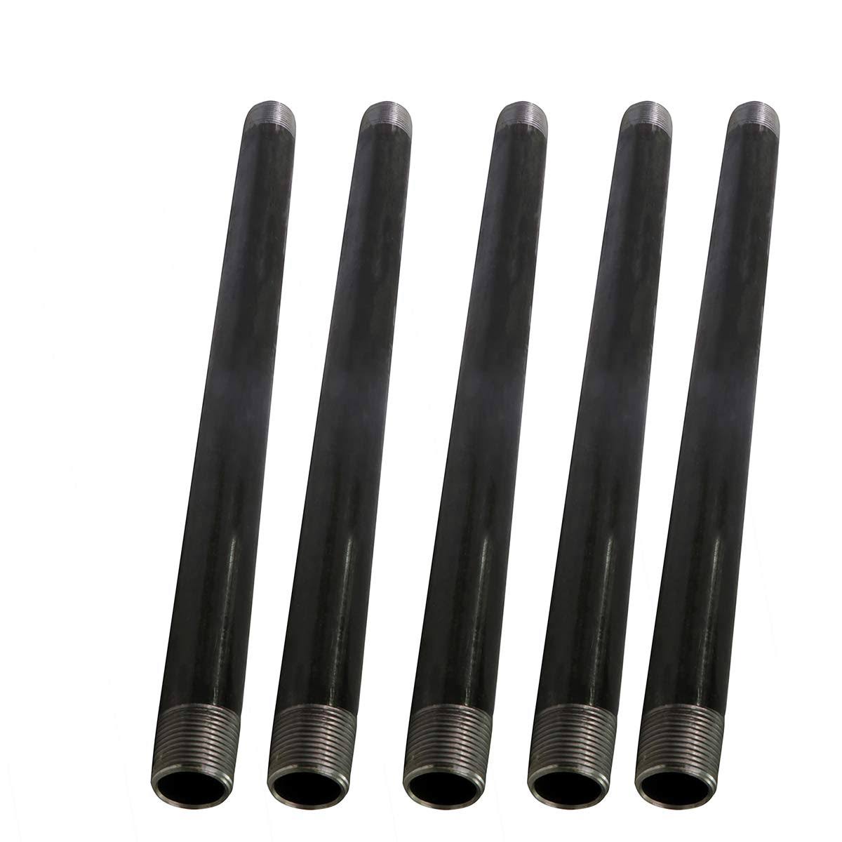 Steel Pre Cut Industrial Pipe Schedule 40 Threaded Fitting 1-1/4 in x 48 in Black Pack of 5 Y563