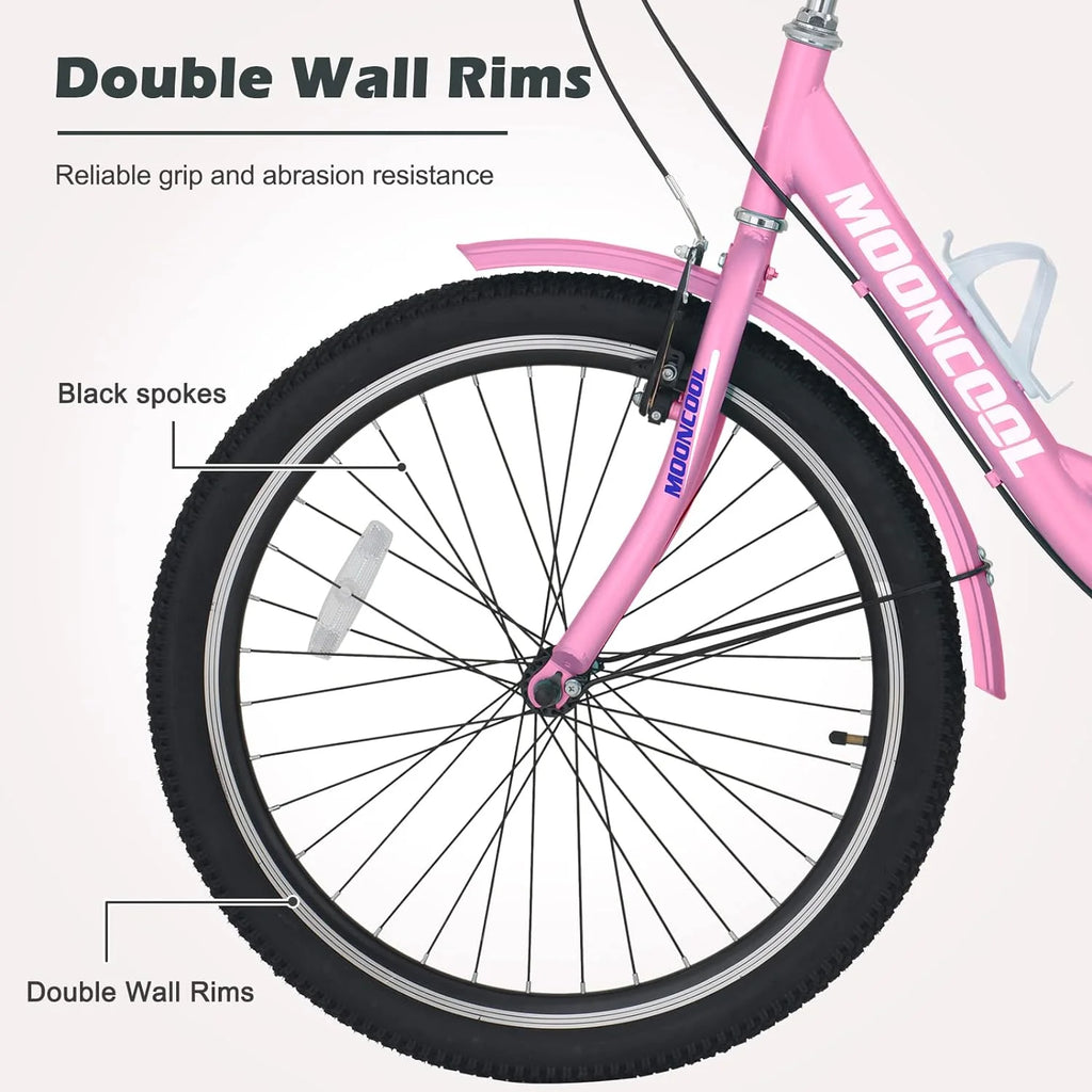 Adult Tricycle 24 inch 7 Speed 3 Wheel Bike with Large Size Basket Q772332
