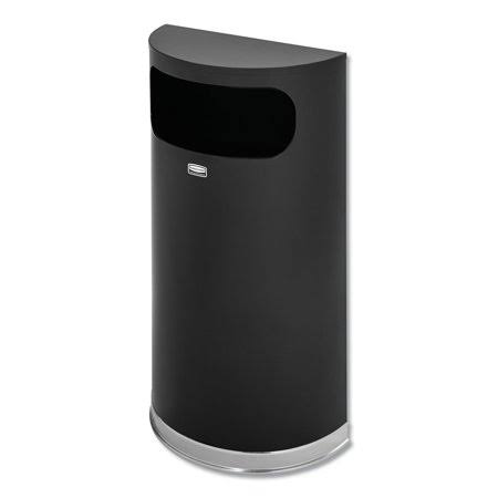 Black/Chrome Half-Round 9 gal Receptacle Q98889
