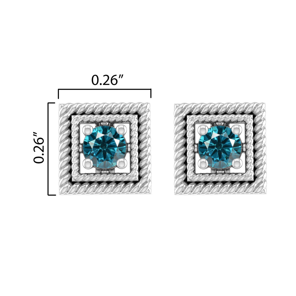 Sterling Silver Stud Earrings with Natural Blue Diamond O582069