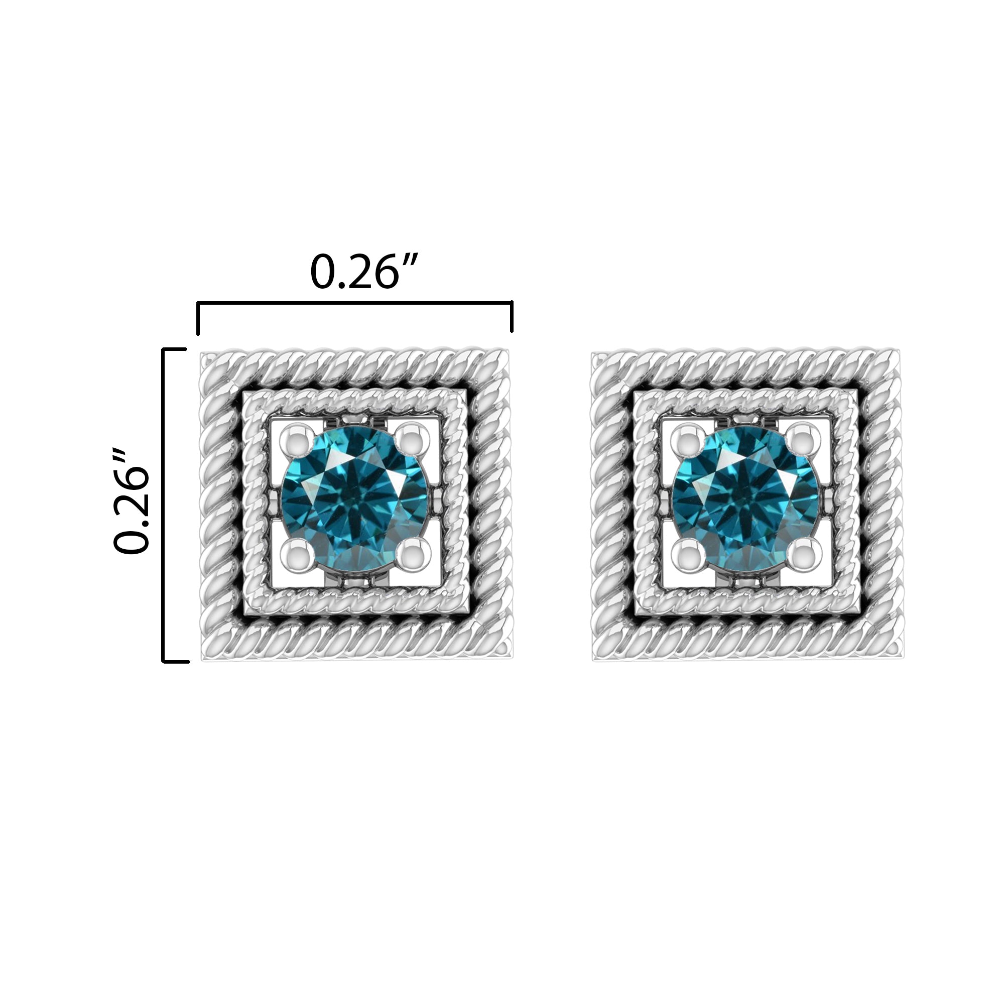 Sterling Silver Stud Earrings with Natural Blue Diamond O582069