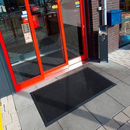 Rubber Entrance Mat, Black, 3Ft. x 5Ft. E80094