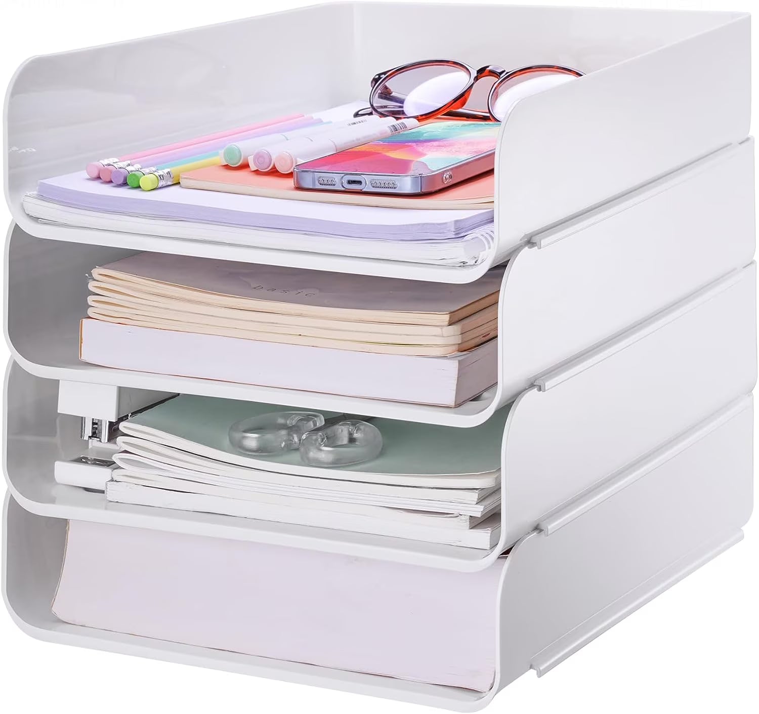 White Stackable Desk Letter Tray Set A3466