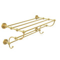 Polished Brass Metal Wall Shelf with Towel Bar and Hooks T27698