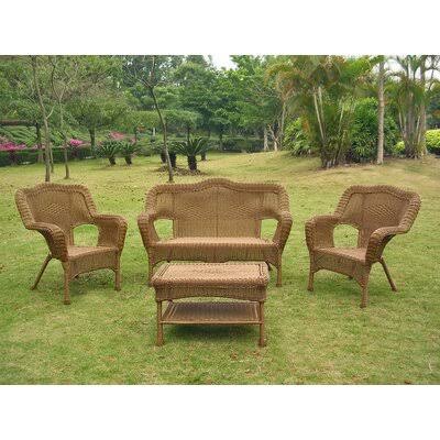 4 Piece Rattan Sofa Seating Group Mocha K943