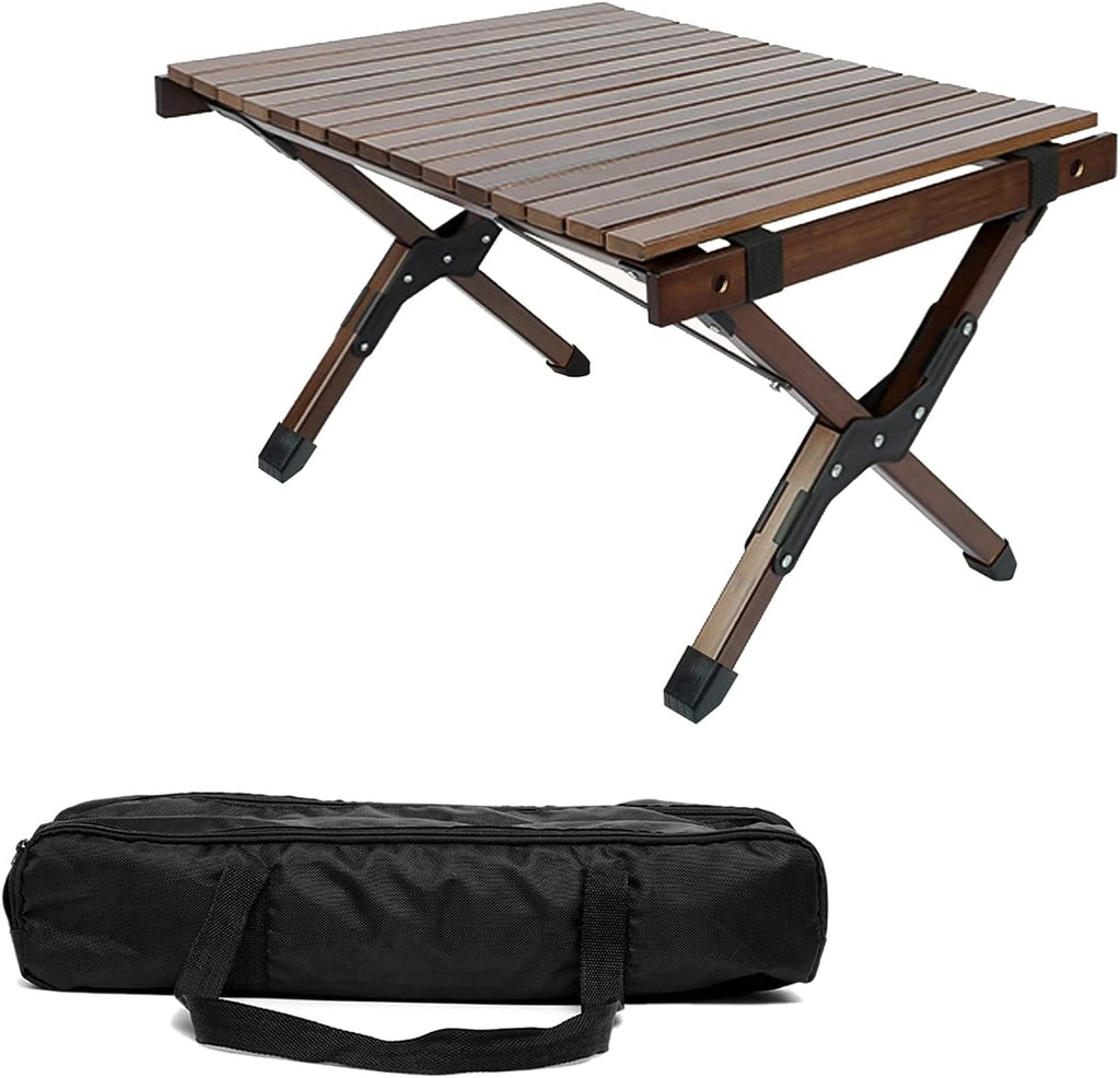 Portable Folding Wooden Camping Table with Carry Bag Q92271
