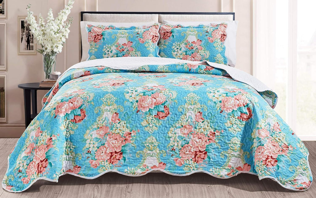 Terracotta Red Grey Black Medallion Oversize Cal King Size Quilt Set I445029