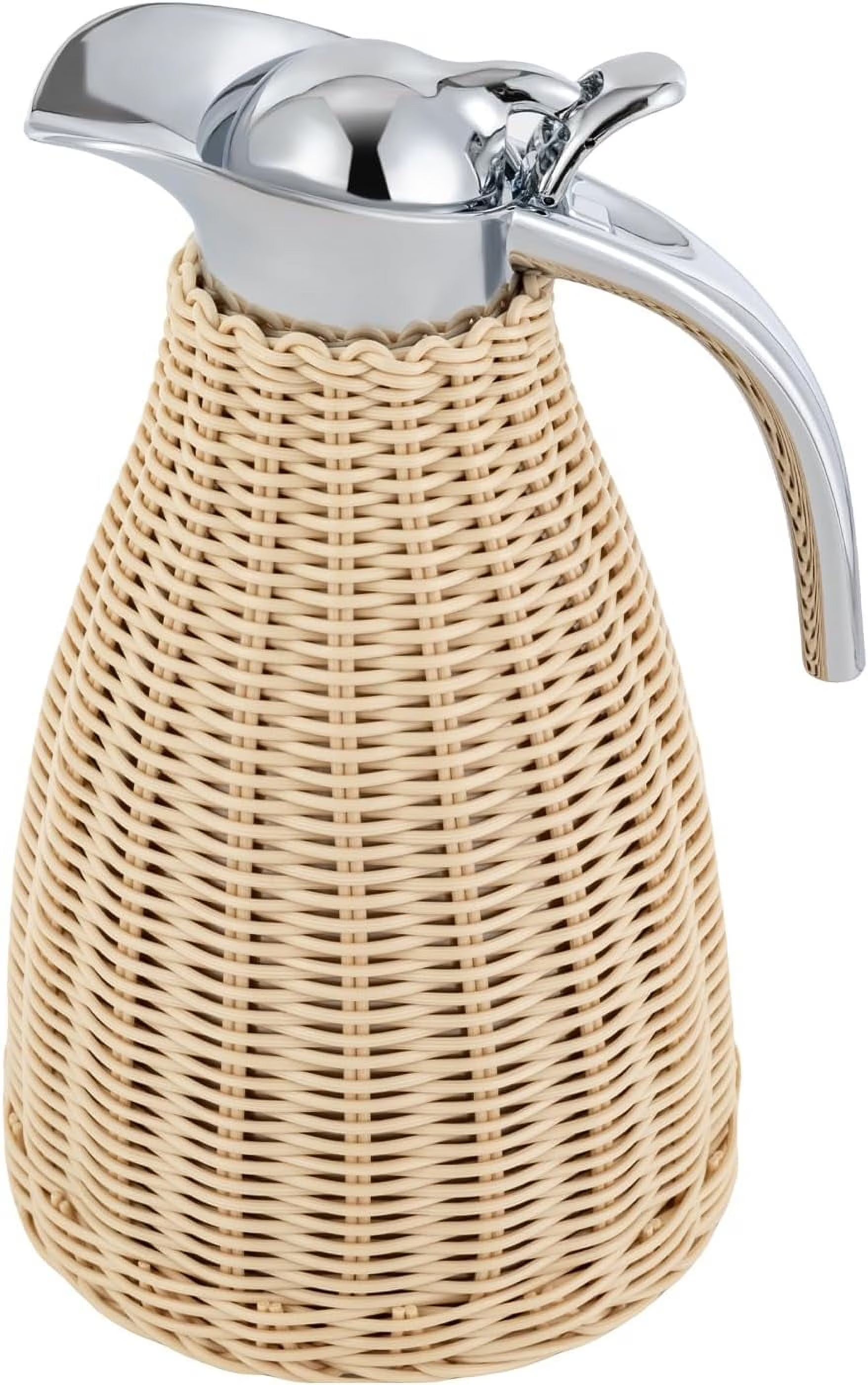 Beige Rattan Double Walled Vacuum Insulated Coffee Jug D492