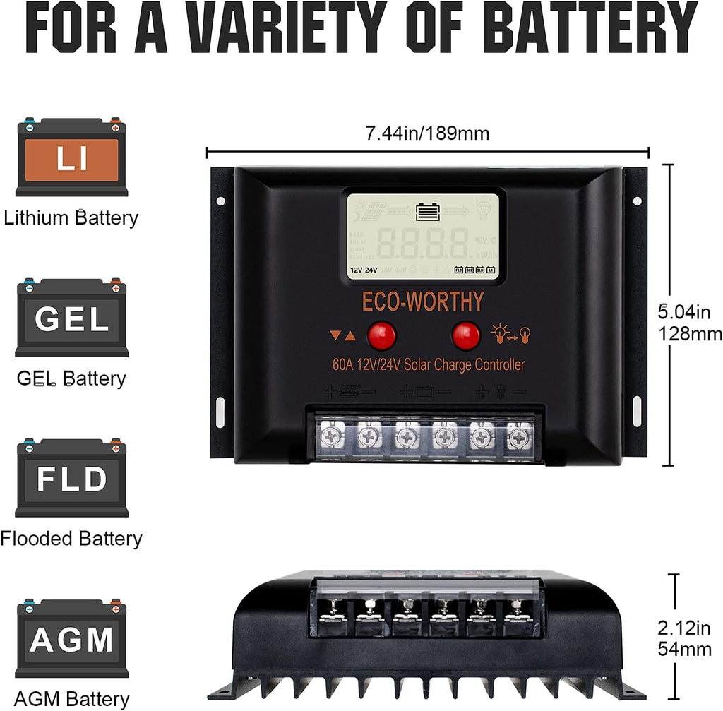 400 Watt 24 Volt Solar Panel Kit with 4pcs 100W Solar Panels and 60A Charge Controller G1792