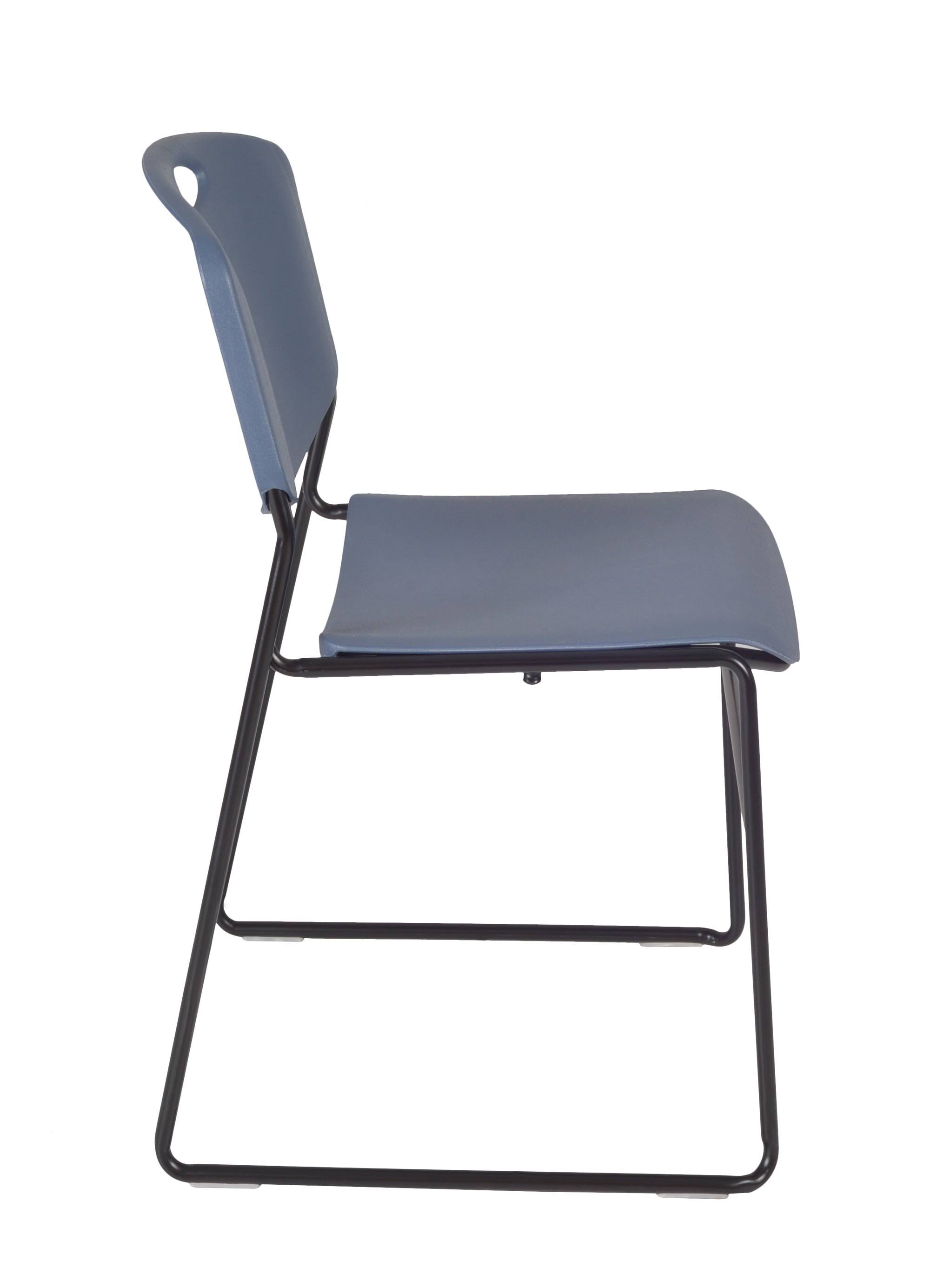 30x22 Round Breakroom Table Cherry & 4 Stack Chairs Blue T53806