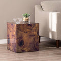 Brown Wood Cube Accent Table R8881
