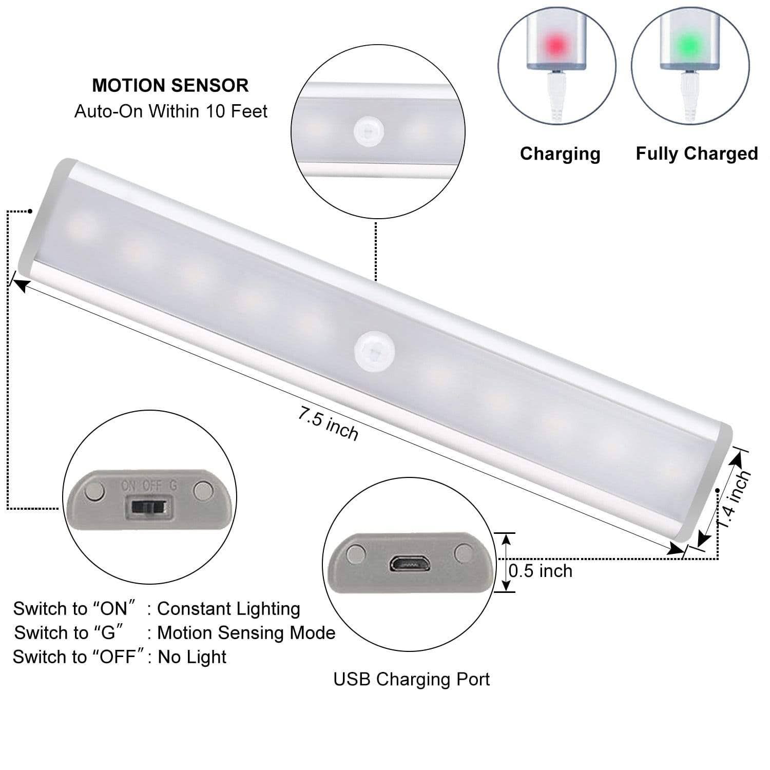 4 Pack Wireless Motion Sensor Cabinet Light K838101