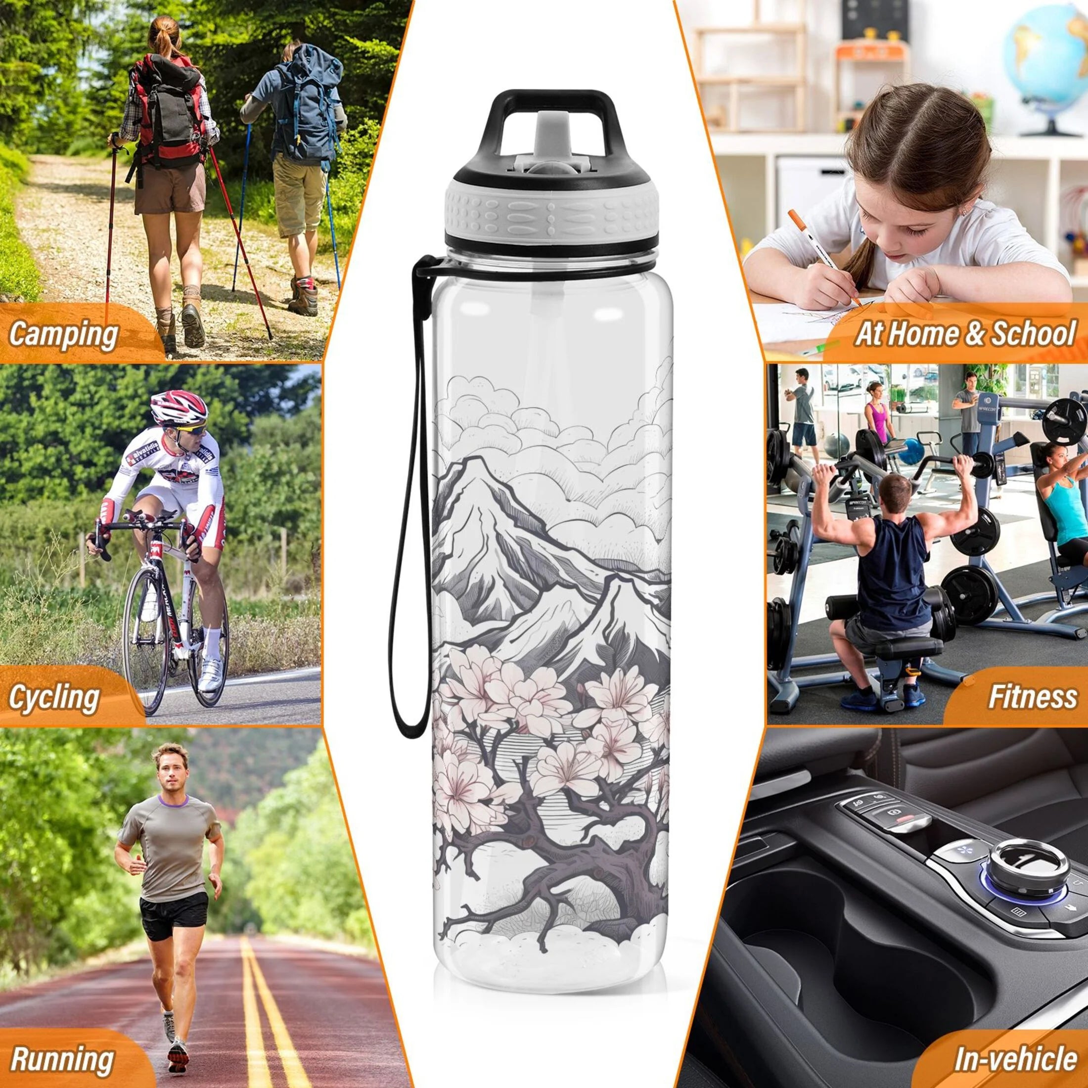 32oz Clear Tritan Water Bottle with Straw T25485