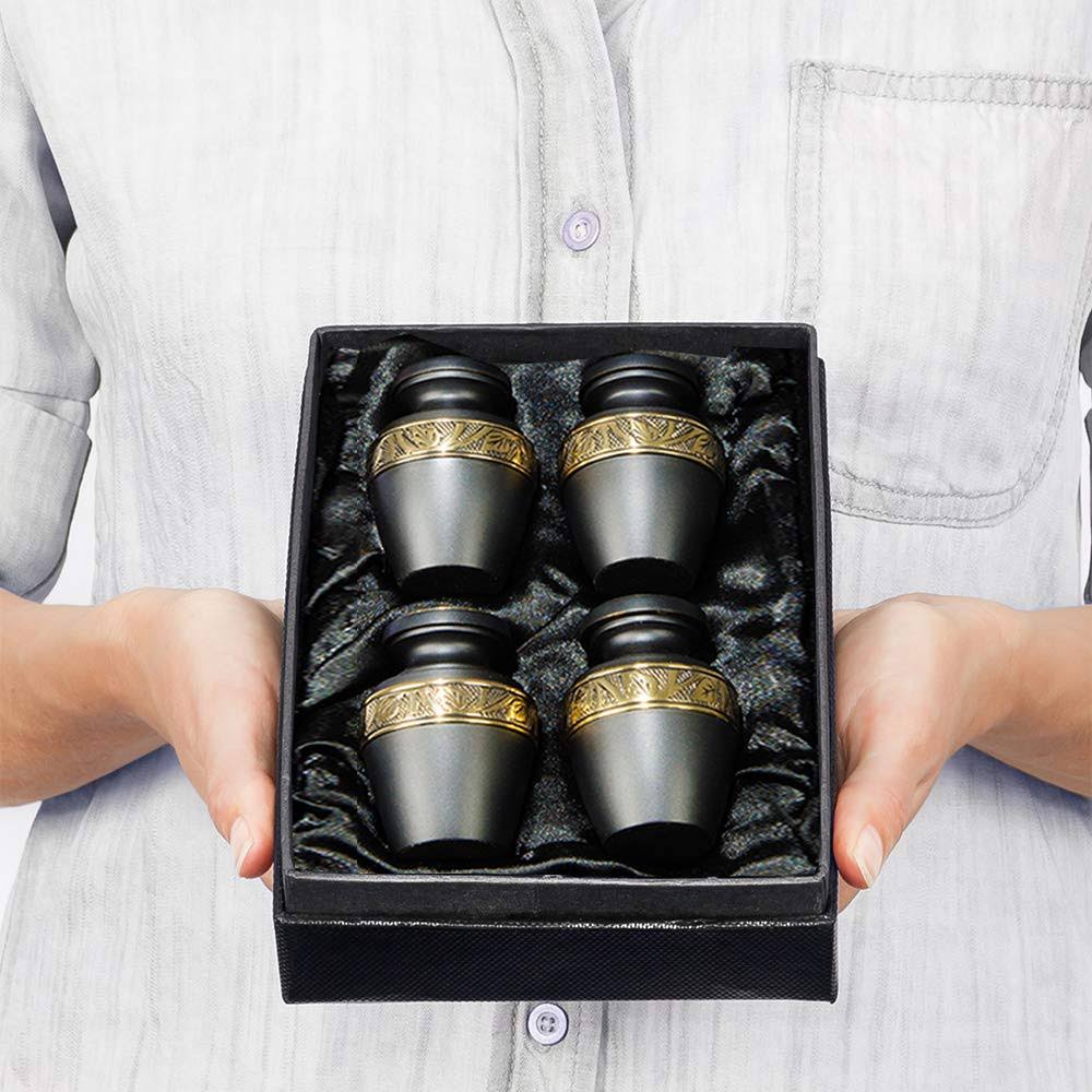 Set of 4 Black Small Keepsake Urn U840