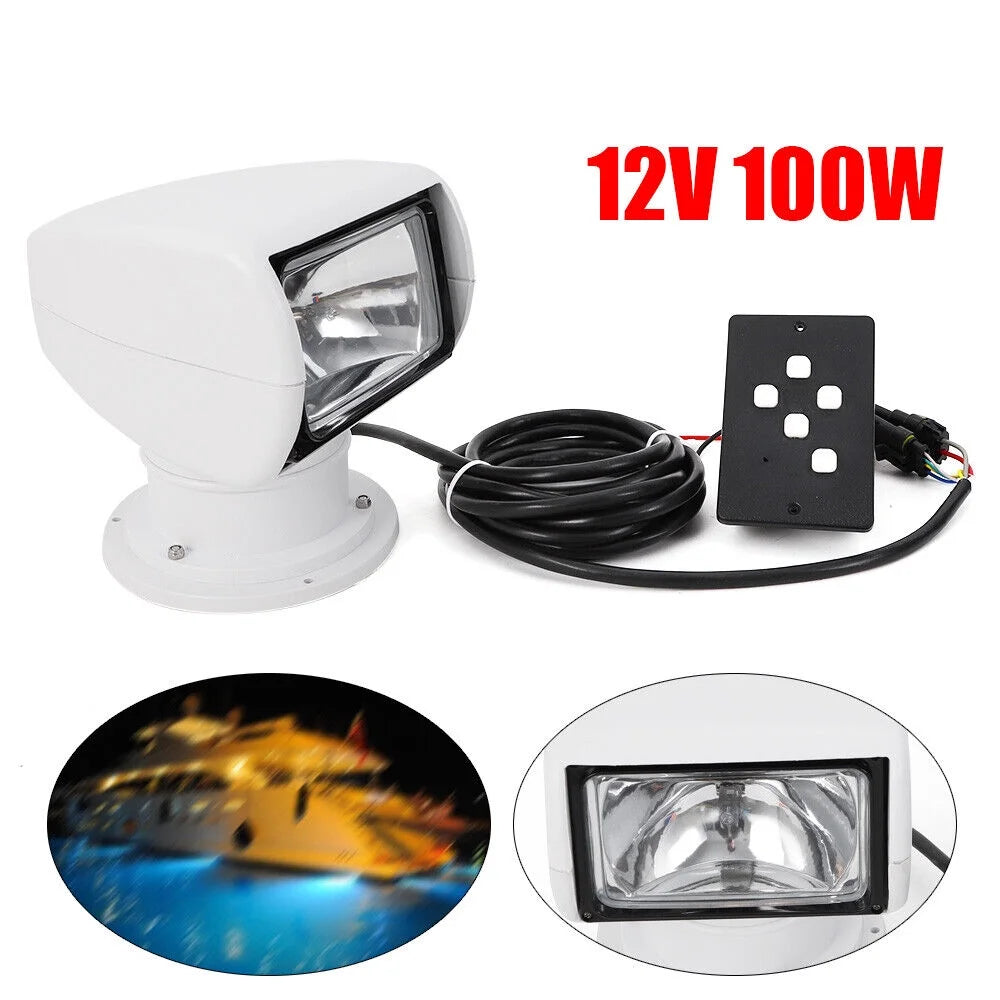 12V 100W Marine Spotlight Remote Control Searchlight 360° Rotate Waterproof O892