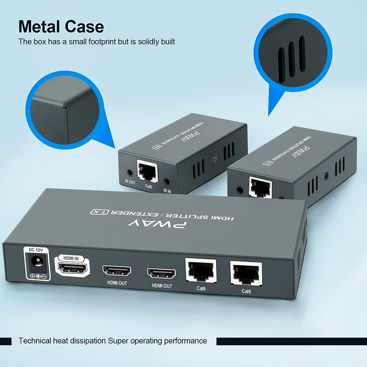 HDMI Extender Splitter 1x2 1080p Over Cat5e/Cat6/Cat7 Ethernet Cable with 2 HDMI Loop Out Y5406