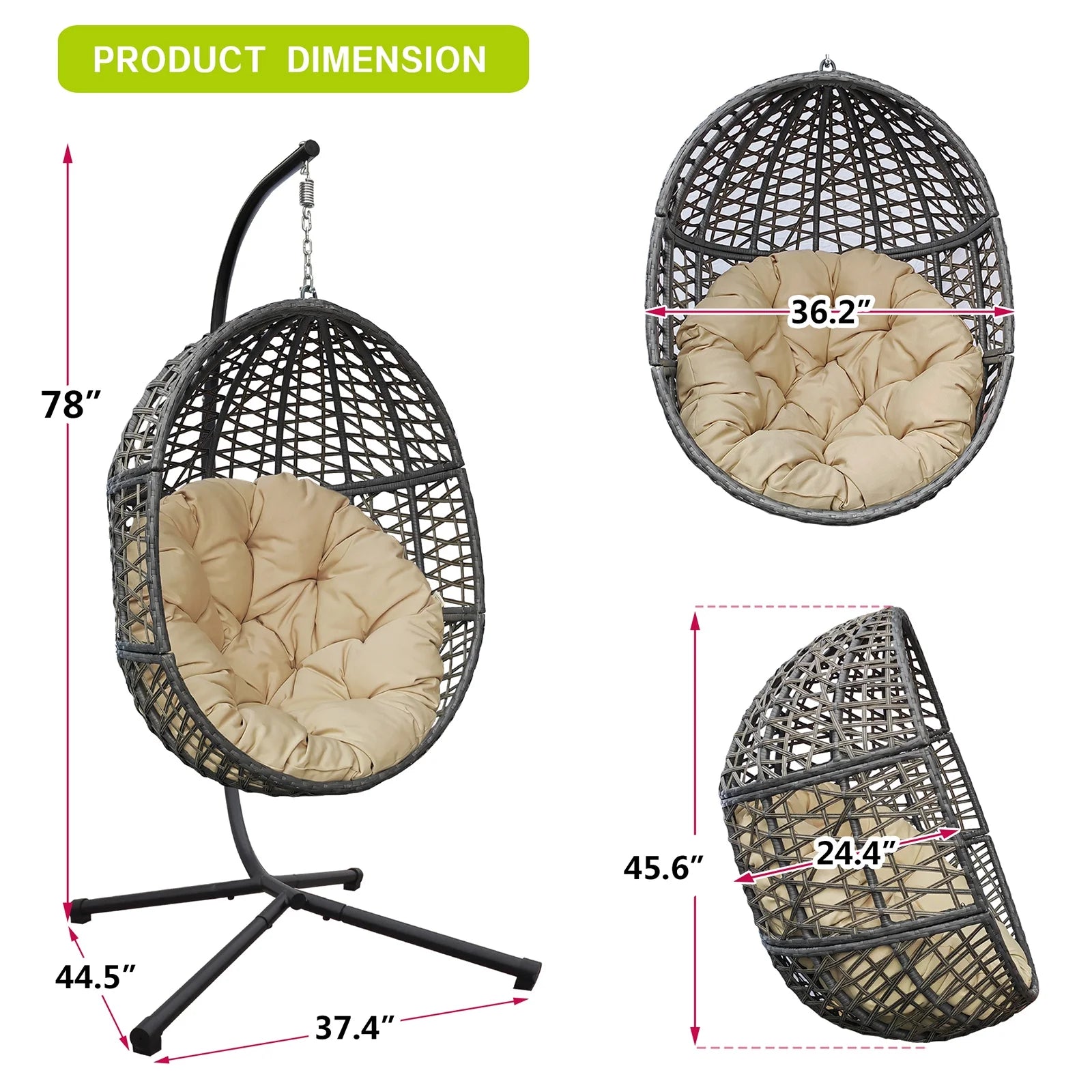 Rattan Egg Swing Chair with Stand C235