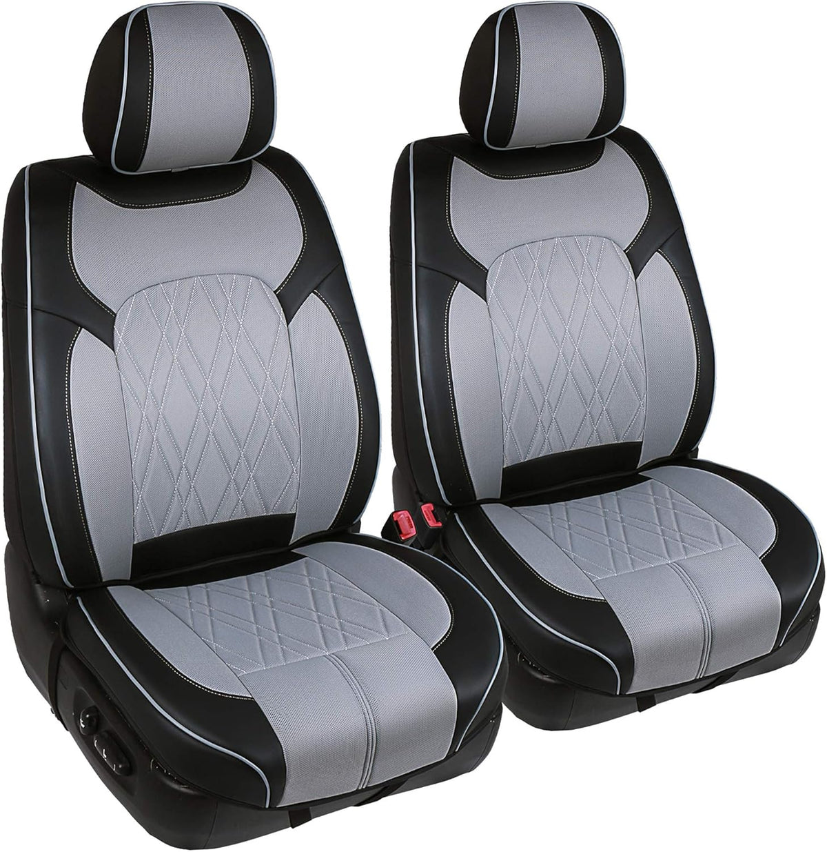 Black Faux Leather 3D Semi-Custom Car Seat Covers P160