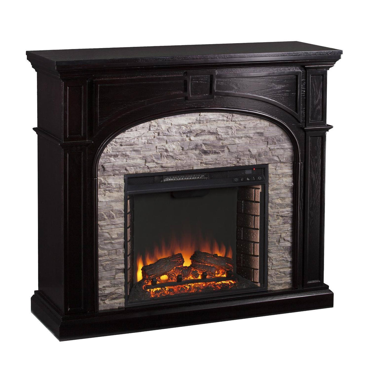 Ebony Gray Stacked Stone Electric Fireplace F5041