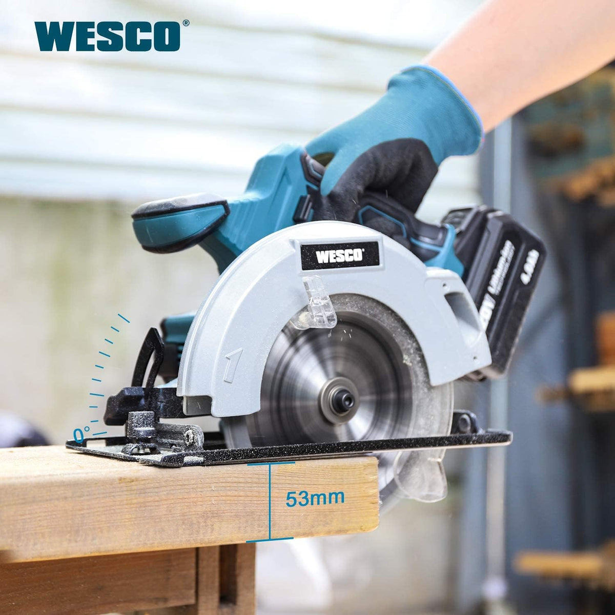20V 4.0Ah Cordless Circular Saw, 6-1/2", 4000RPM, 0-45° Bevel, with Charger, Vacuum Adaptor, Parallel Guide, Wood Cutting Blades (24T / 40T), Pack of 2 P15917