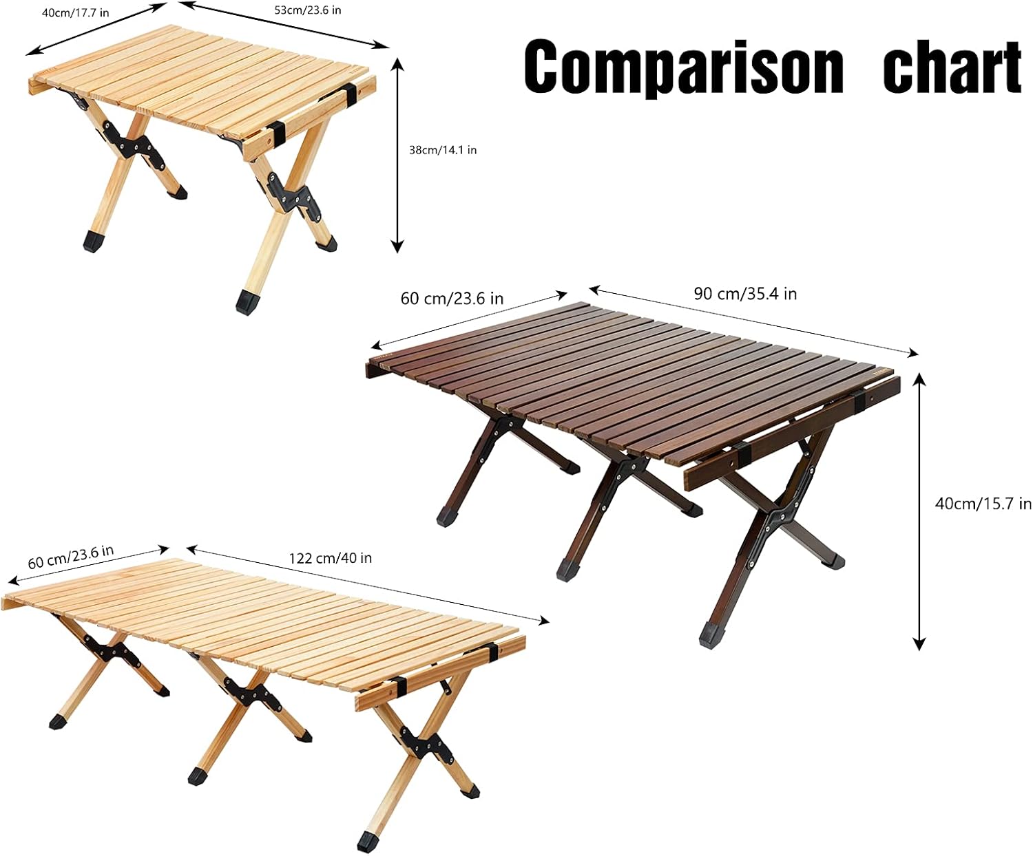 Portable Folding Wooden Camping Table with Carry Bag Q92271