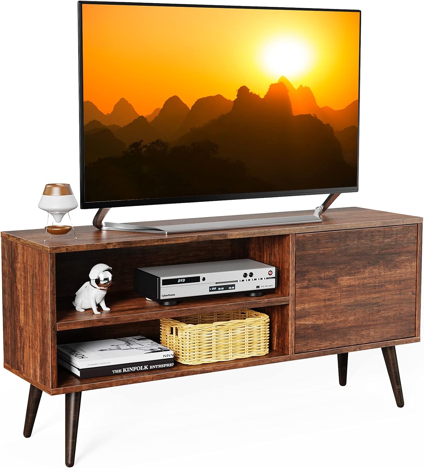 Retro Wood TV Console Table with Storage Y363050