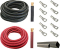 4 AWG 20 Feet Red Pure Copper Flexible Cable with Copper Cable Lug Terminal Connectors and Heat Shrink Tubing T212