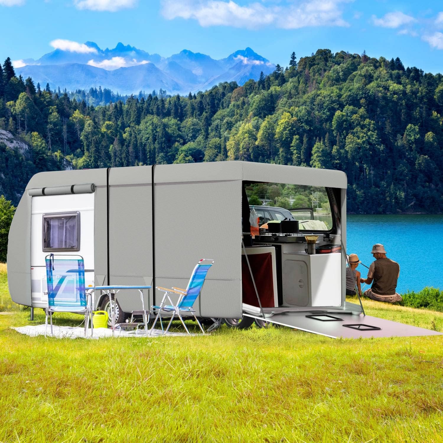 7 Layers Windproof Travel Trailer Cover with Tongue Jack Cover K1726