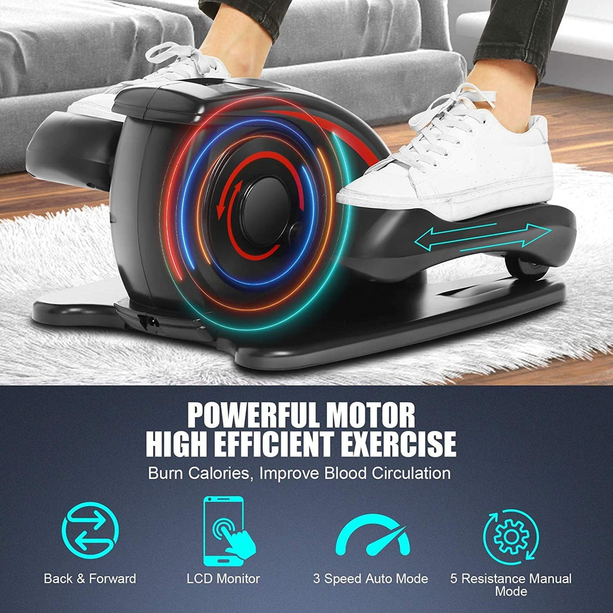 Under Desk Electric Mini Elliptical Machine with Remote Control X952921