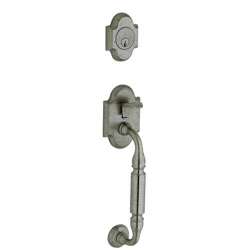 Canterbury Single Cylinder Satin Brass and Black Handleset with Colonial Knob H13695