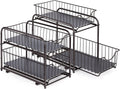2 Tier Stackable Pull Out Cabinet Organizer, Set of 2, Silver X61569