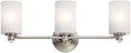 Brushed Nickel 3 Light LED Vanity Light with Glass Accent S43766