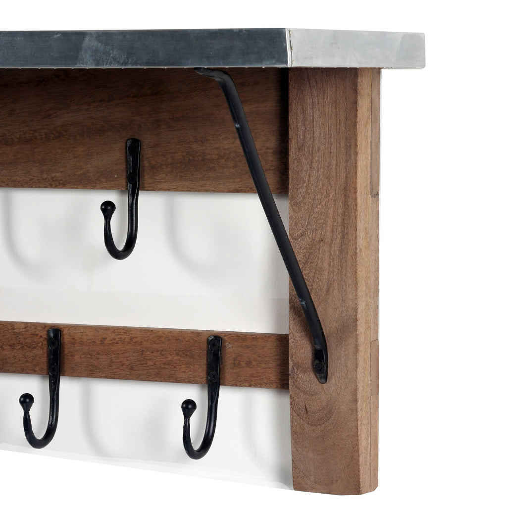 Steel Wood Bench and Coat Hook Set D33346