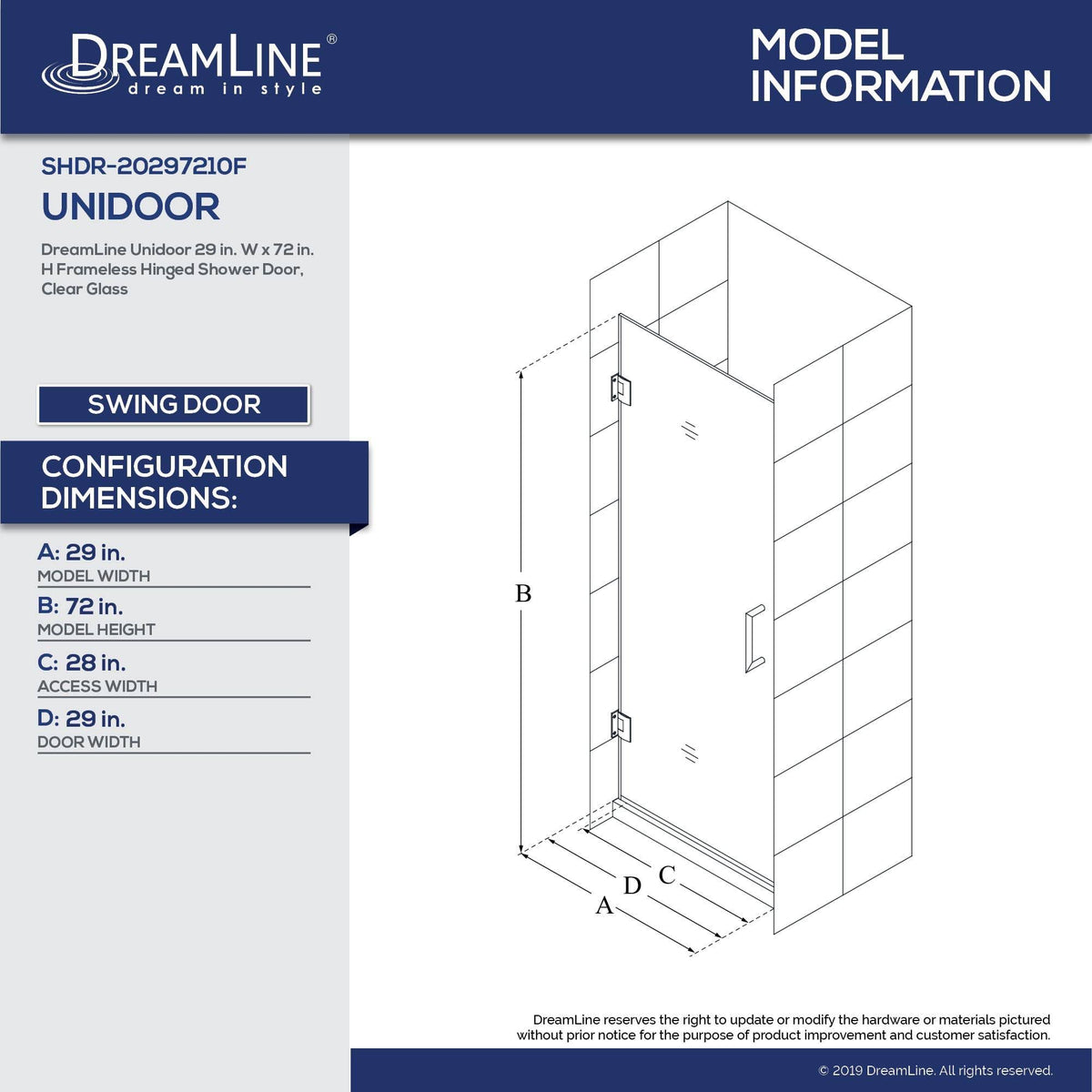 Frameless Hinged Shower Door E443014