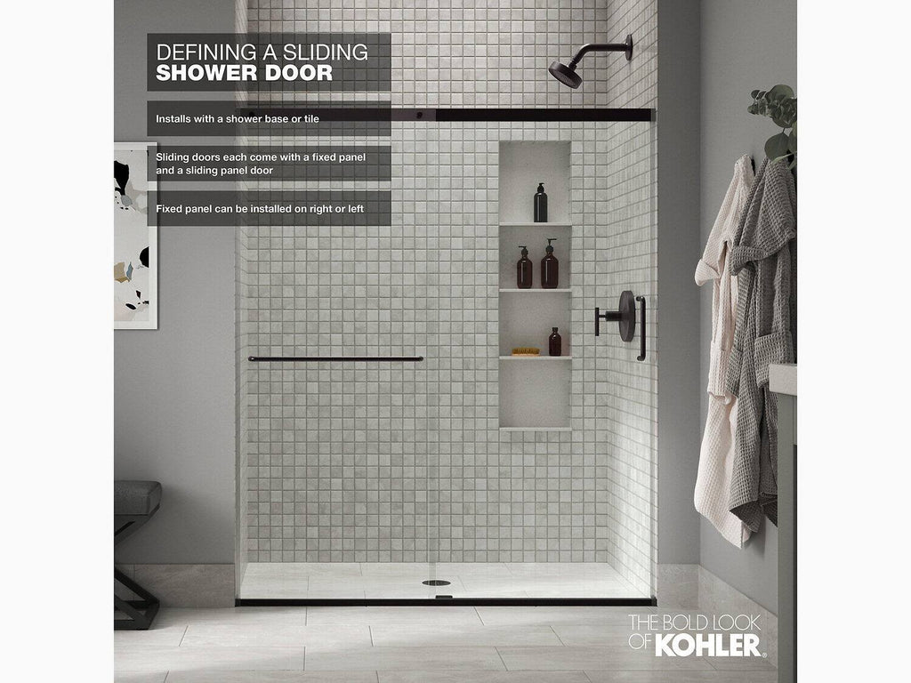 Tall Sliding Shower Door with Crystal Clear Glass B85456