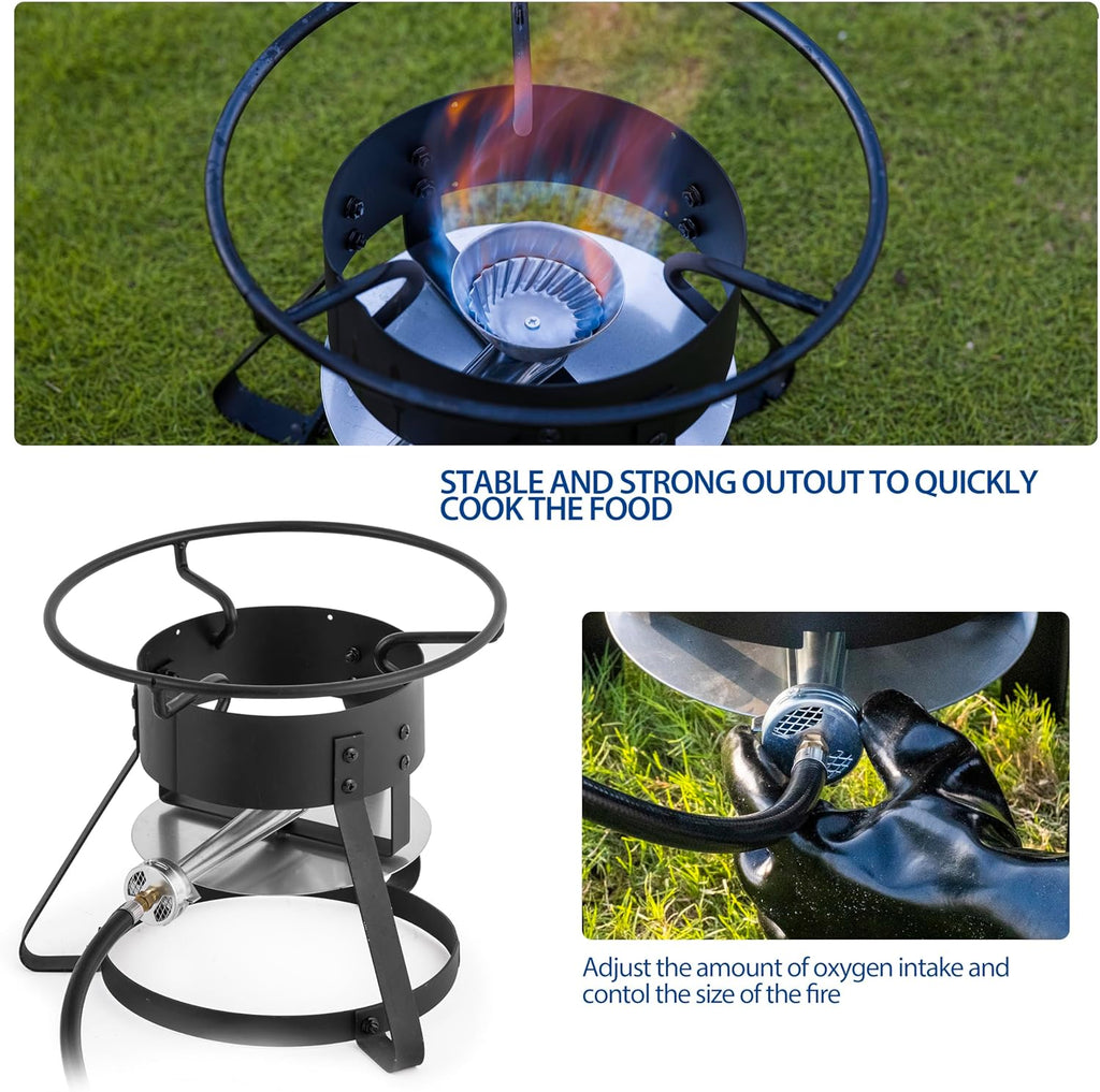 11 Qt. Aluminum Propane Outdoor Deep Fryer Pot with Basket and Thermometer H830210
