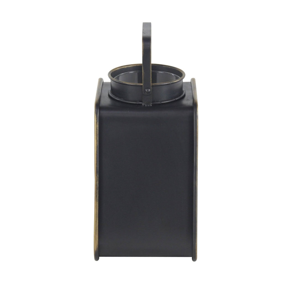 Black Iron and Glass Candle Lantern Q781