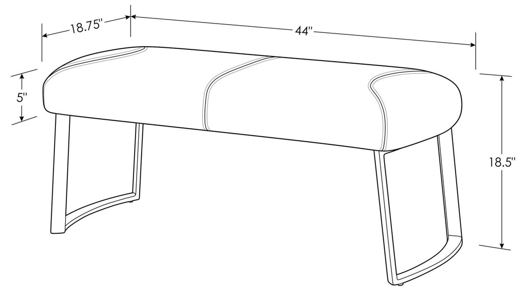 Red Leatherette Bench with Stainless Steel Base Z85445