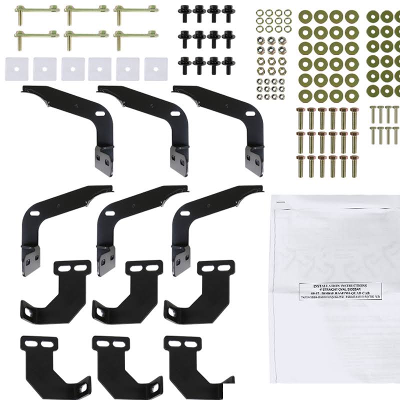 Black Quad Cab Side Step Bars Nerf Running Boards Q56106